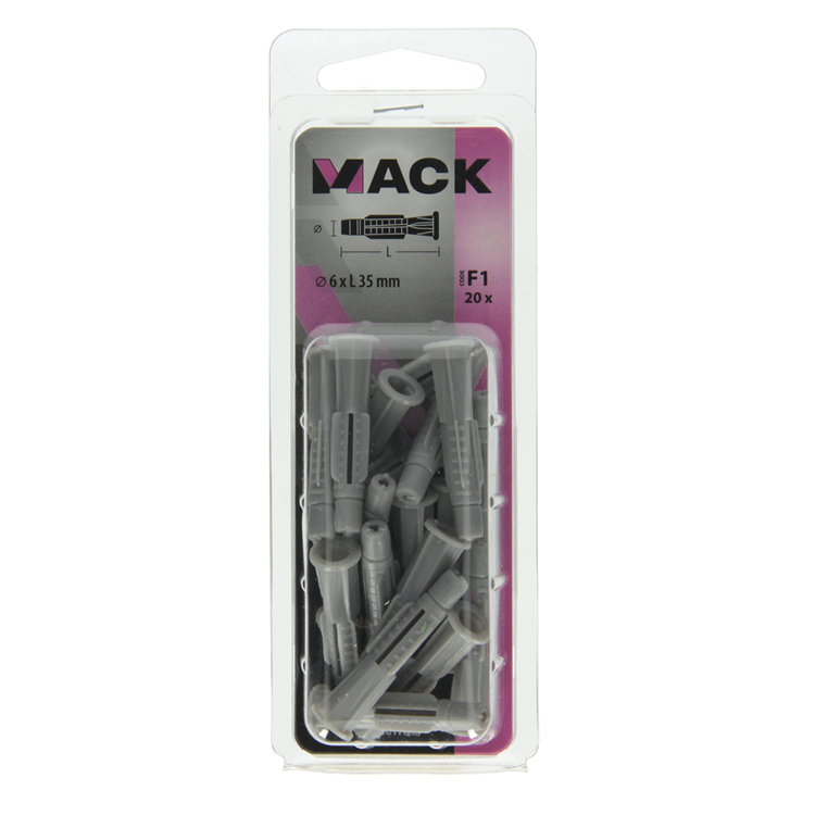 Load image into Gallery viewer, Mack 1017886 - universeelplug met kraag polyethyl.20st 6 x 35 mm | 5 stuks