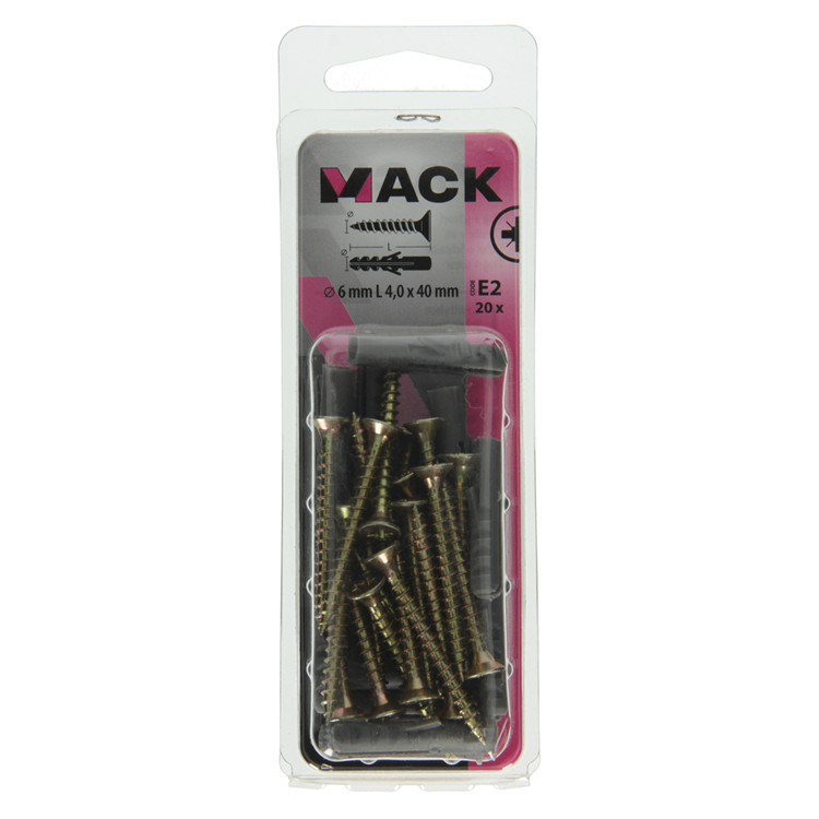 Load image into Gallery viewer, Mack 1017896 - plug + schroef polyethyleen 20 st 6 mm 4,0 x 40 mm | 5 stuks