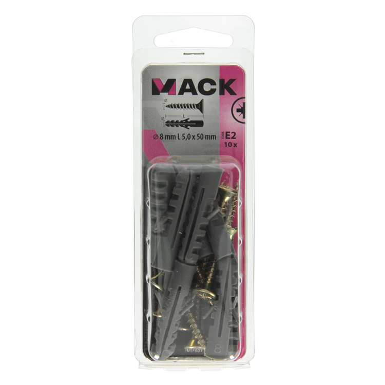Load image into Gallery viewer, Mack 1017897 - plug + schroef polyethyleen 10 st 8 mm 5,0 x 50 mm | 5 stuks