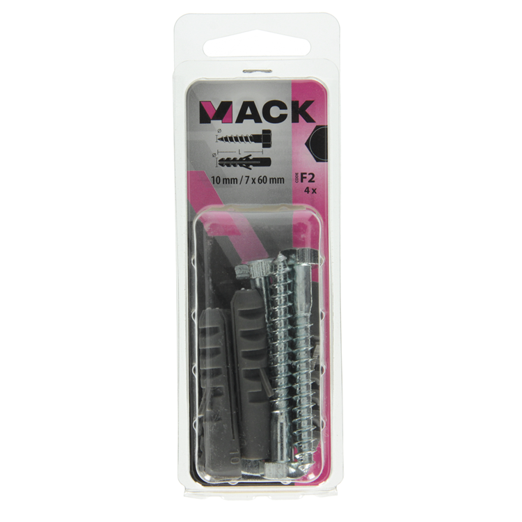 Load image into Gallery viewer, Mack 1017898 - plug + houtdraadbout polyeth 4 st 10 mm 7x60 mm | 5 stuks