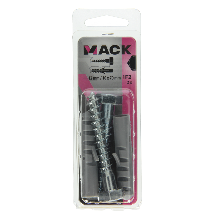 Load image into Gallery viewer, Mack 1017899 - plug + houtdraadbout polyeth 2 st 12 mm 10x70 mm | 5 stuks