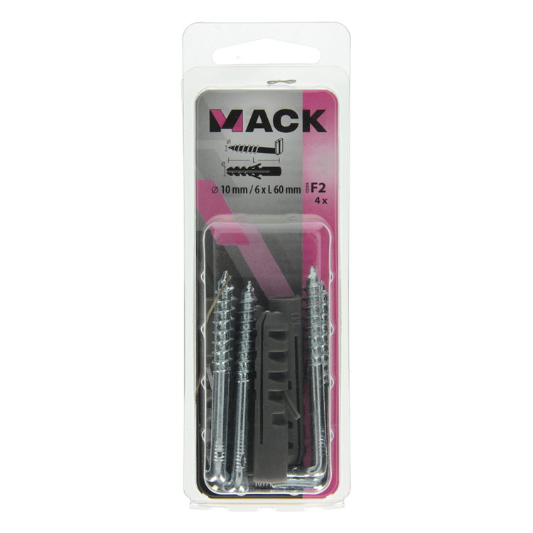 Load image into Gallery viewer, Mack 1017902 - plug + schroefduim polyeth 4 st 10mm 6x60mm | 5 stuks