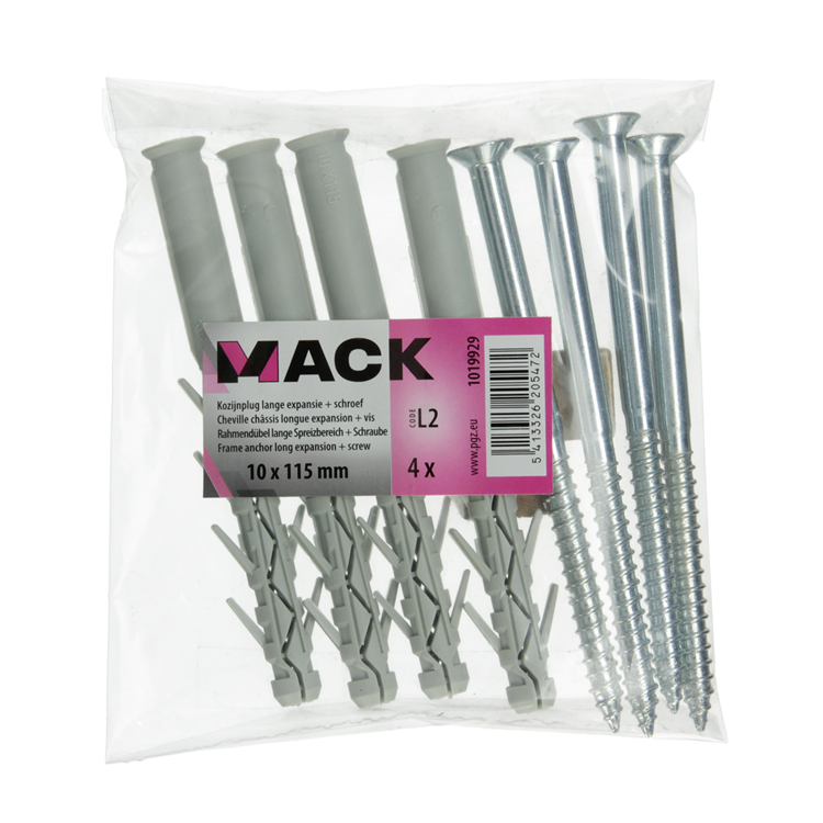 Load image into Gallery viewer, Mack 1019929 - kozijnplug lange exp. polyam. + schr.4st 10 x 115 mm | 5 stuks