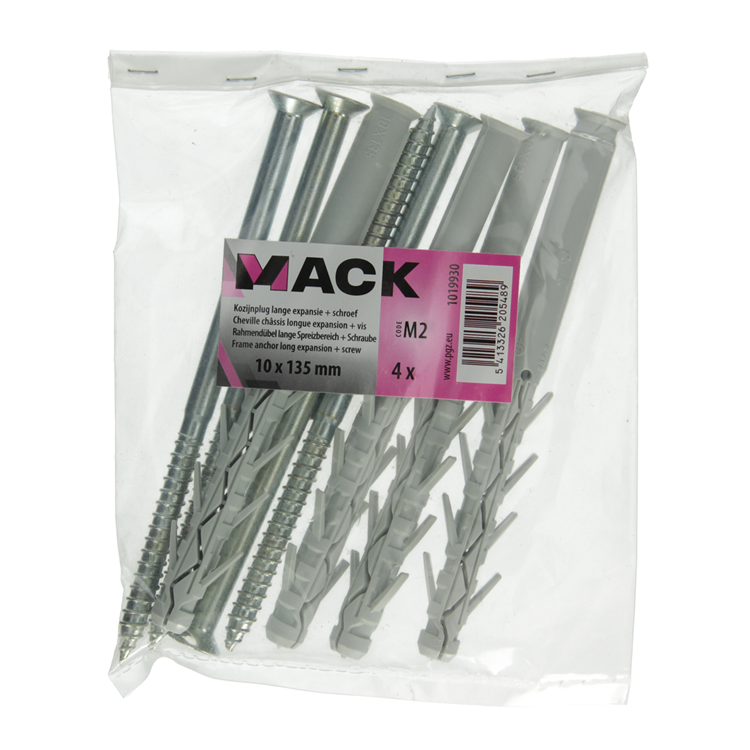 Load image into Gallery viewer, Mack 1019930 - kozijnplug lange exp. polyam. + schr.4st 10 x 135 mm | 5 stuks