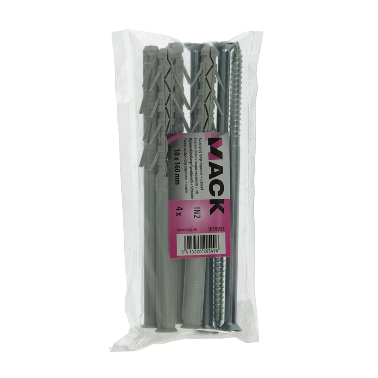 Load image into Gallery viewer, Mack 1019931 - kozijnplug lange exp. polyam. + schr 4st 10 x 160 mm | 5 stuks