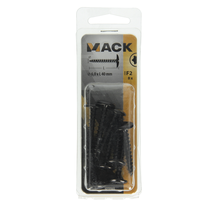 Afbeelding laden in galerijviewer, Mack 1019968 - luikschroef zwart 6,0 x 40 mm 8st | 5 stuks