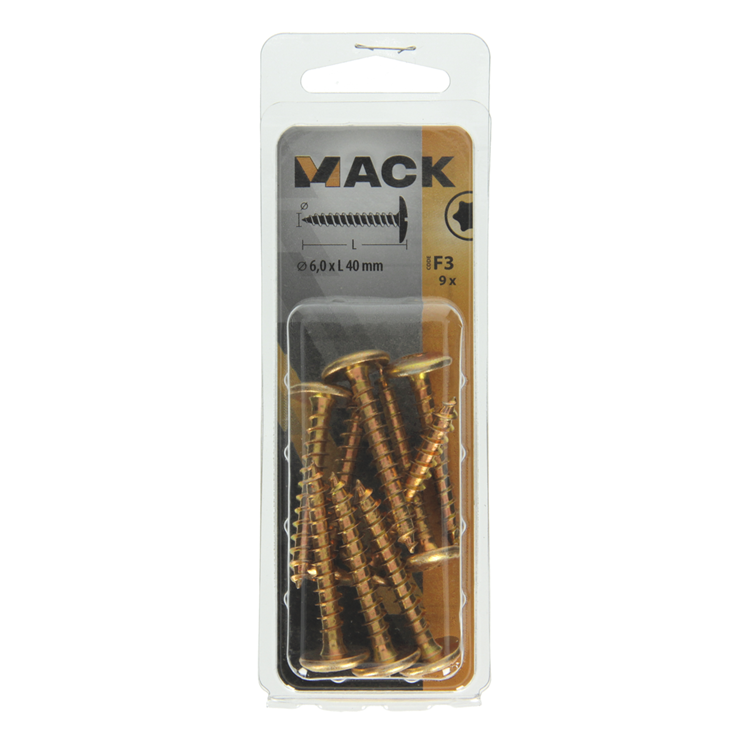 Load image into Gallery viewer, Mack 1019971 - luikschroef geel verzinkt 6,0 x 40 mm 9st | 5 stuks