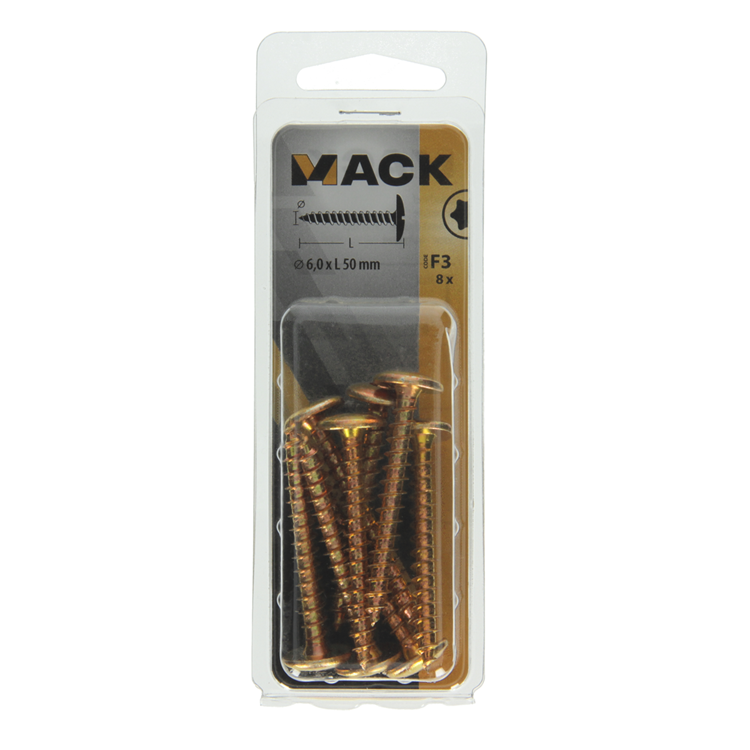 Load image into Gallery viewer, Mack 1019972 - luikschroef geel verzinkt 6,0 x 50 mm 8st | 5 stuks