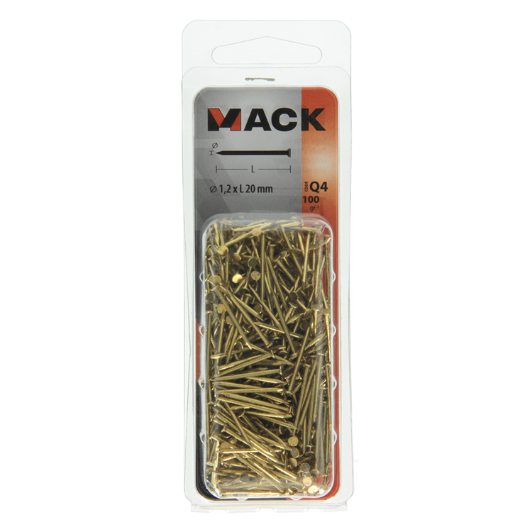 Load image into Gallery viewer, Mack 1017922 - nagel platte kop messing 100gr1,2 x 20 mm | 5 stuks