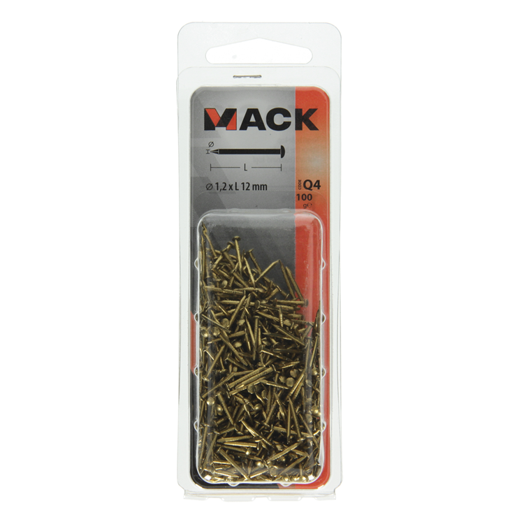 Load image into Gallery viewer, Mack 1017926 - nagel bolle kop messing 100 gr1,2 x 12 mm | 5 stuks