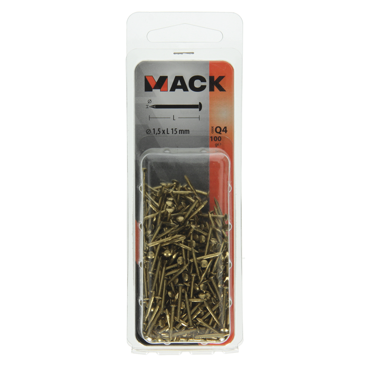 Afbeelding laden in galerijviewer, Mack 1017927 - nagel bolle kop messing 100 gr1,5 x 15 mm | 5 stuks