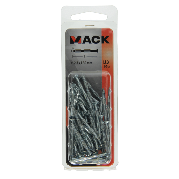 Load image into Gallery viewer, Mack 1017938 - stalen ribnagel vk st.gehard + verz 65st 2,7 x 30 mm | 5 stuks