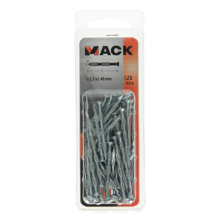 Load image into Gallery viewer, Mack 1017939 - stalen ribnagel vk st.gehard + verz 55st 2,7 x 40 mm | 5 stuks