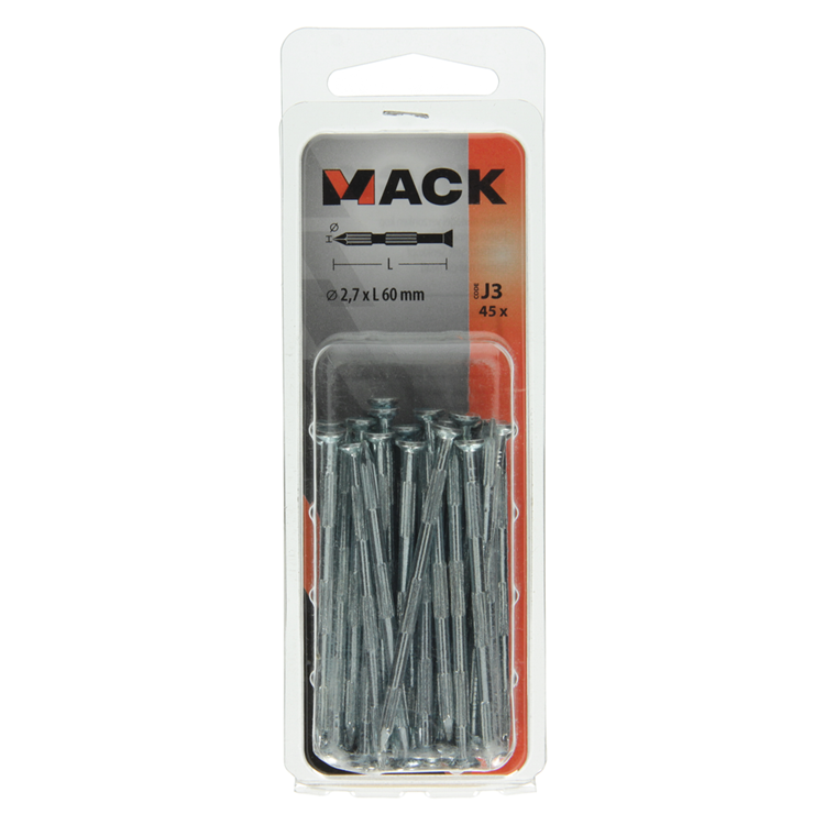 Load image into Gallery viewer, Mack 1017941 - stalen ribnagel vk st.gehard + verz 45st 2,7 x 60 mm | 10 stuks