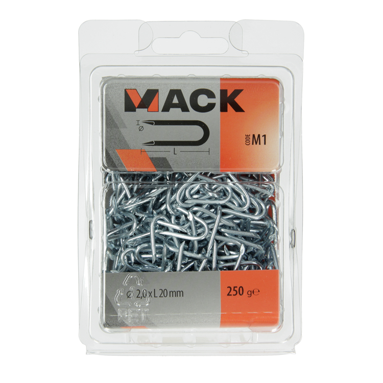 Load image into Gallery viewer, Mack 1017952 - kram staal verzinkt 250 gr 2,0 x 20 mm | 5 stuks