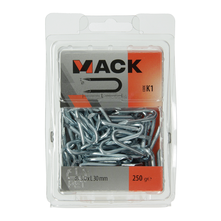 Load image into Gallery viewer, Mack 1017954 - kram staal verzinkt 250 gr 3,0 x 30 mm | 5 stuks