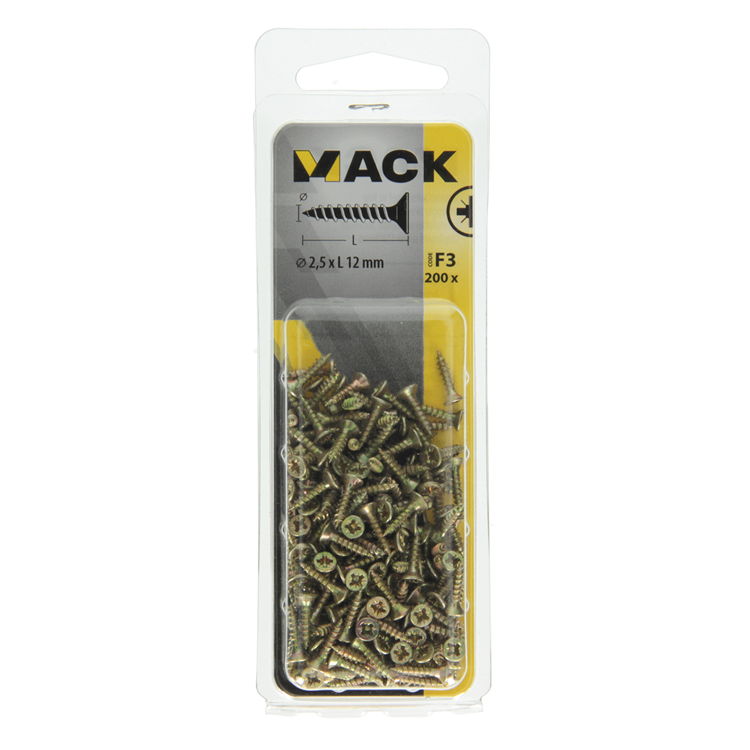 Load image into Gallery viewer, Mack 1017956 - spaanplaatschroef vz kop geelverz.200st 2,5 x 12 mm | 10 stuks