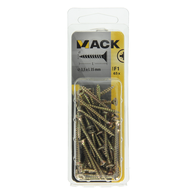 Load image into Gallery viewer, Mack 1017966 - spaanplaatschroef vz kop geelverz. 65st 3,5 x 35 mm | 5 stuks