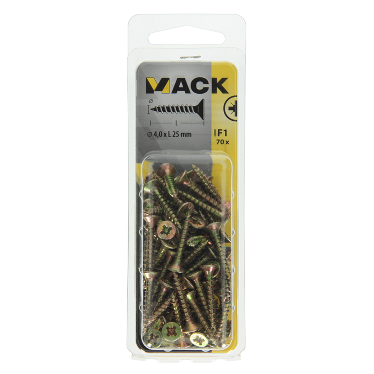 Load image into Gallery viewer, Mack 1017970 - spaanplaatschroef vz kop geelverz. 70st 4,0 x 25 mm | 5 stuks
