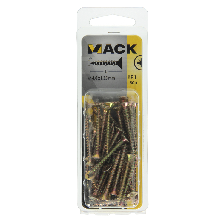 Load image into Gallery viewer, Mack 1017972 - spaanplaatschroef vz kop geelverz. 50st 4,0 x 35 mm | 5 stuks