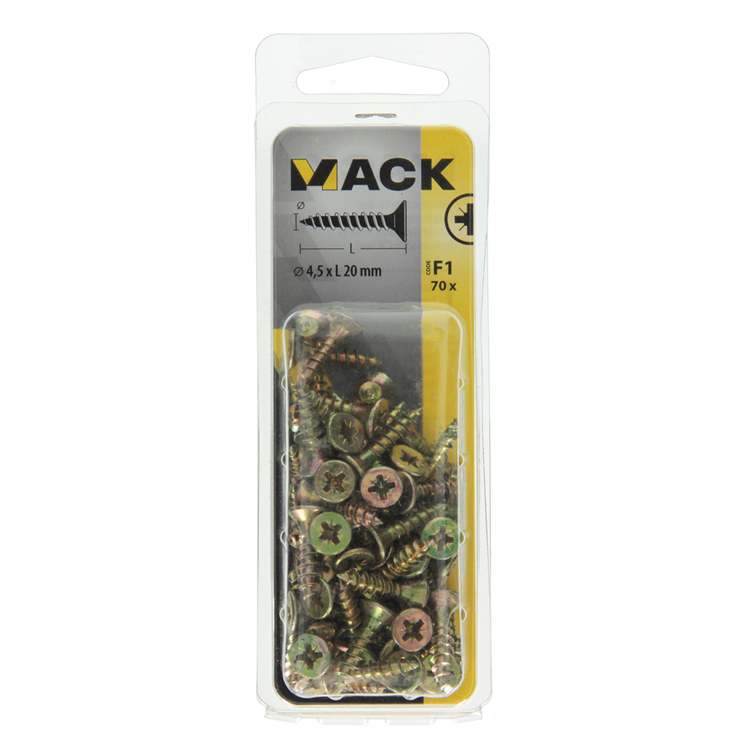 Load image into Gallery viewer, Mack 1017976 - spaanplaatschroef vz kop geelverz. 70st 4,5 x 20 mm | 5 stuks