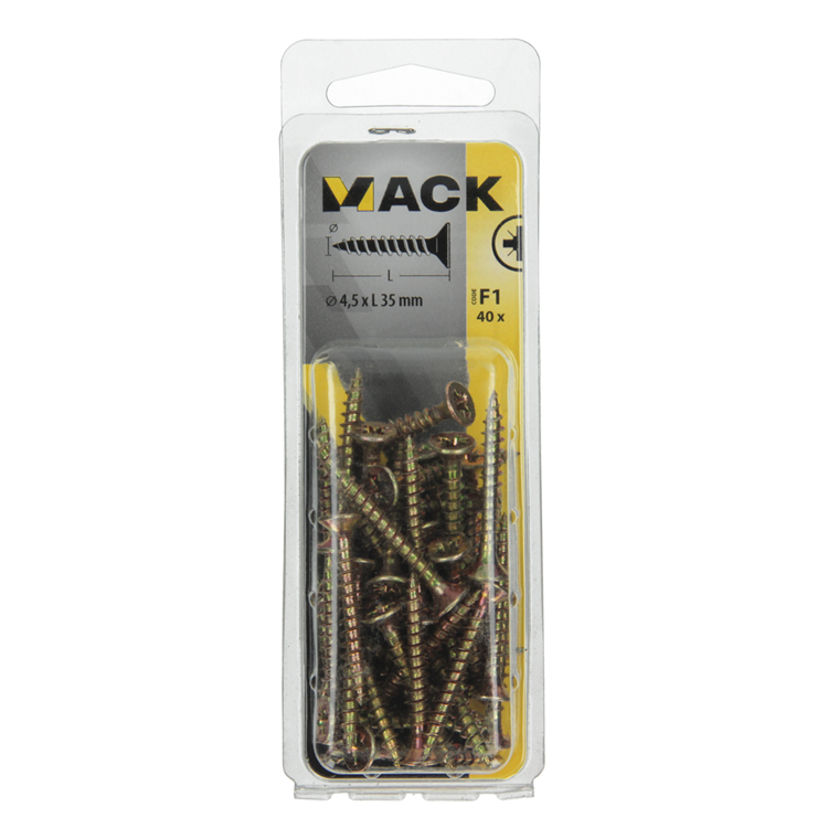 Load image into Gallery viewer, Mack 1017979 - spaanplaatschroef vz kop geelverz. 40st 4,5 x 35 mm | 5 stuks