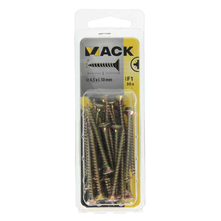 Load image into Gallery viewer, Mack 1017981 - spaanplaatschroef vz kop geelverz. 30st 4,5 x 50 mm | 5 stuks