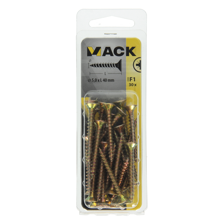 Load image into Gallery viewer, Mack 1017986 - spaanplaatschroef vz kop geelverz. 30st 5,0 x 40 mm | 5 stuks
