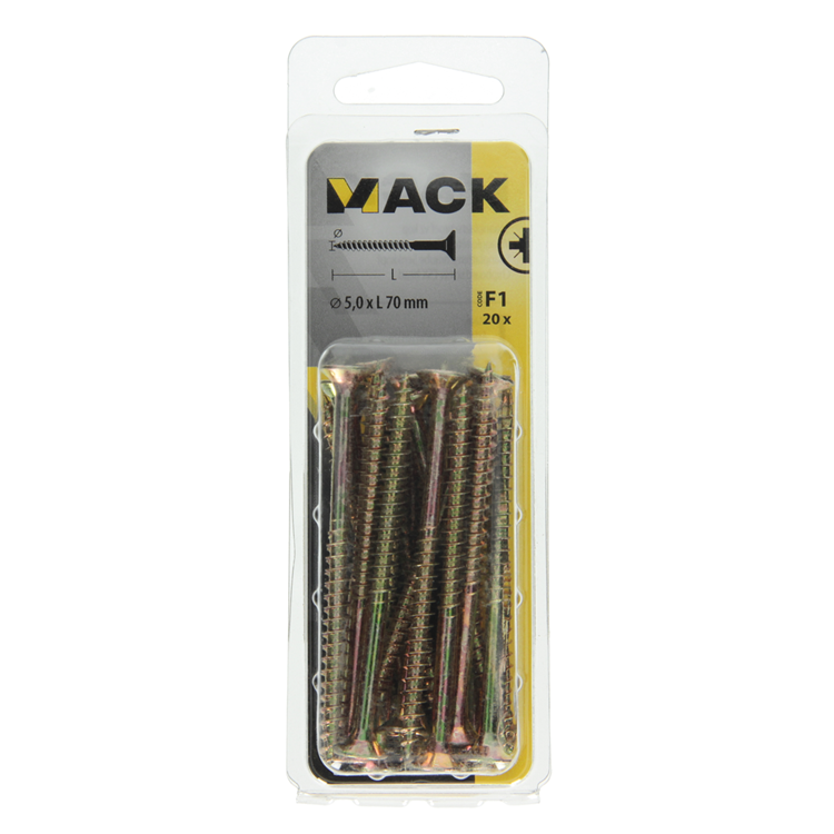 Load image into Gallery viewer, Mack 1017990 - spaanplaatschroef vz kop geelverz. 20st 5,0 x 70 mm | 5 stuks