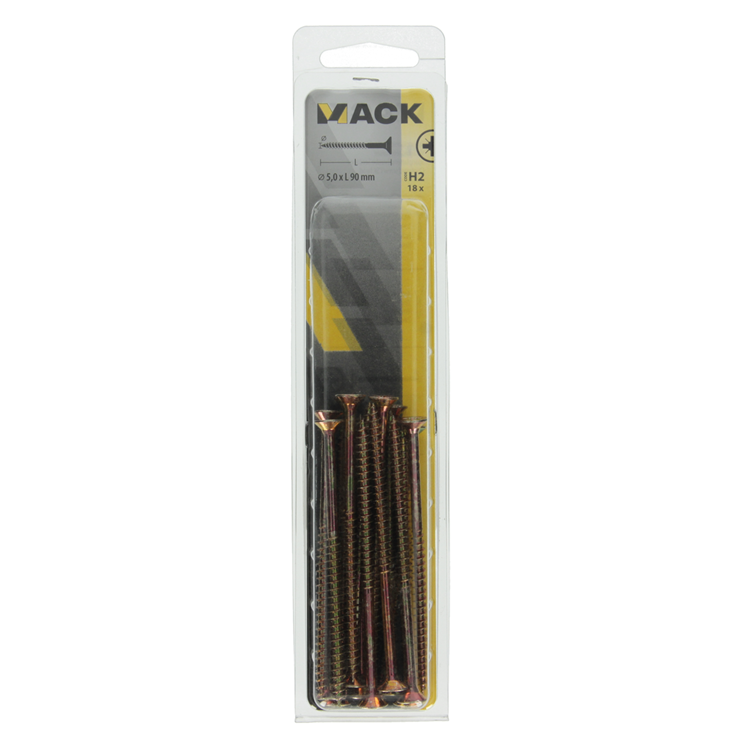 Load image into Gallery viewer, Mack 1017992 - spaanplaatschroef vz kop geelverz. 18st 5,0 x 90 mm | 5 stuks