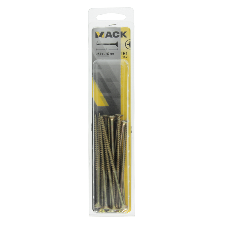 Load image into Gallery viewer, Mack 1017993 - spaanplaatschroef vz kop geelverz. 16st 5,0 x 100 mm | 5 stuks