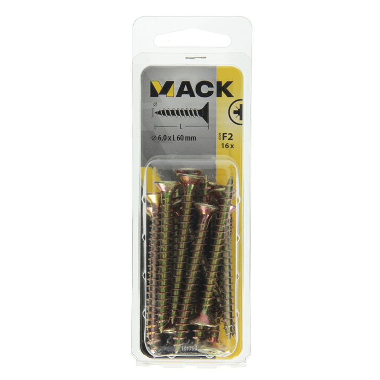 Load image into Gallery viewer, Mack 1017994 - spaanplaatschroef vz kop geelverz. 16st 6,0 x 60 mm | 5 stuks