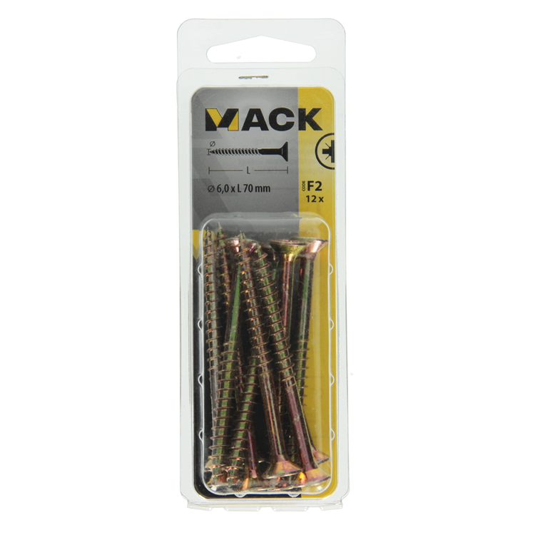 Load image into Gallery viewer, Mack 1017995 - spaanplaatschroef vz kop geelverz. 12st 6,0 x 70 mm | 5 stuks