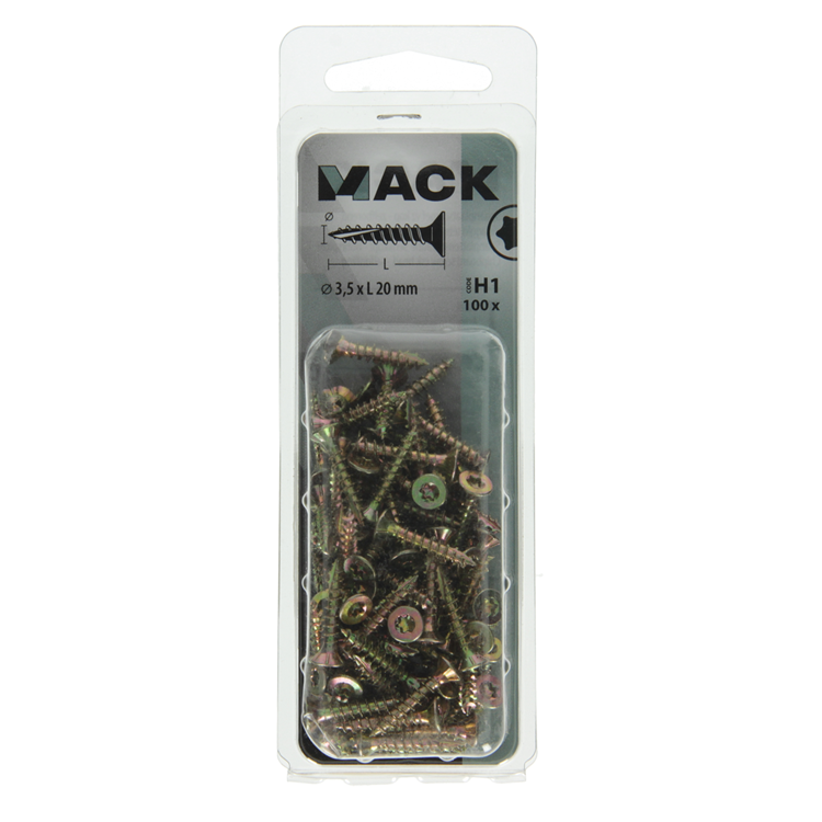 Load image into Gallery viewer, Mack 1018003 - spaanplschr.vzkop-zelfb. geelverz.100 st 3,5 x 20 mm | 5 stuks