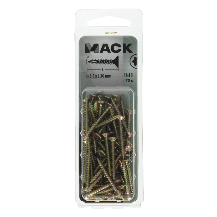 Load image into Gallery viewer, Mack 1018005 - spaanplschr.vzkop-zelfb. geelverz. 75 st 3,5 x 30 mm | 5 stuks