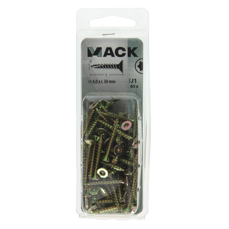 Load image into Gallery viewer, Mack 1018010 - spaanplschr.vzkop-zelfb. geelverz. 65 st 4,0 x 30 mm | 5 stuks