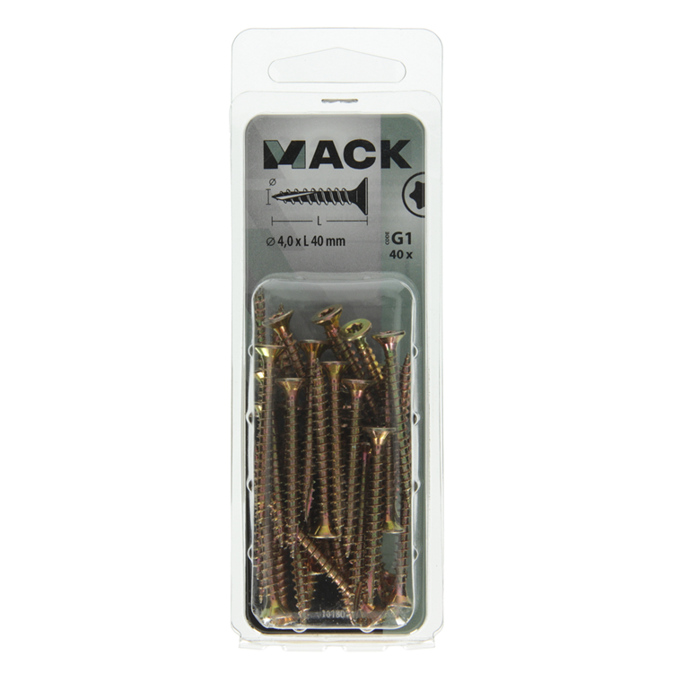 Load image into Gallery viewer, Mack 1018011 - spaanplschr.vzkop-zelfb. geelverz. 40 st 4,0 x 40 mm | 5 stuks