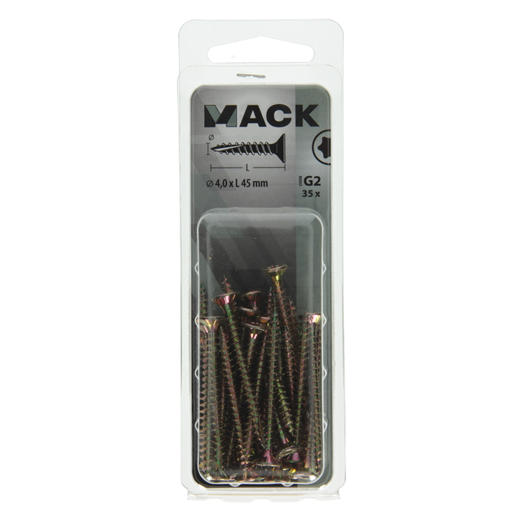 Load image into Gallery viewer, Mack 1018012 - spaanplschr.vzkop-zelfb. geelverz. 35 st 4,0 x 45 mm | 5 stuks