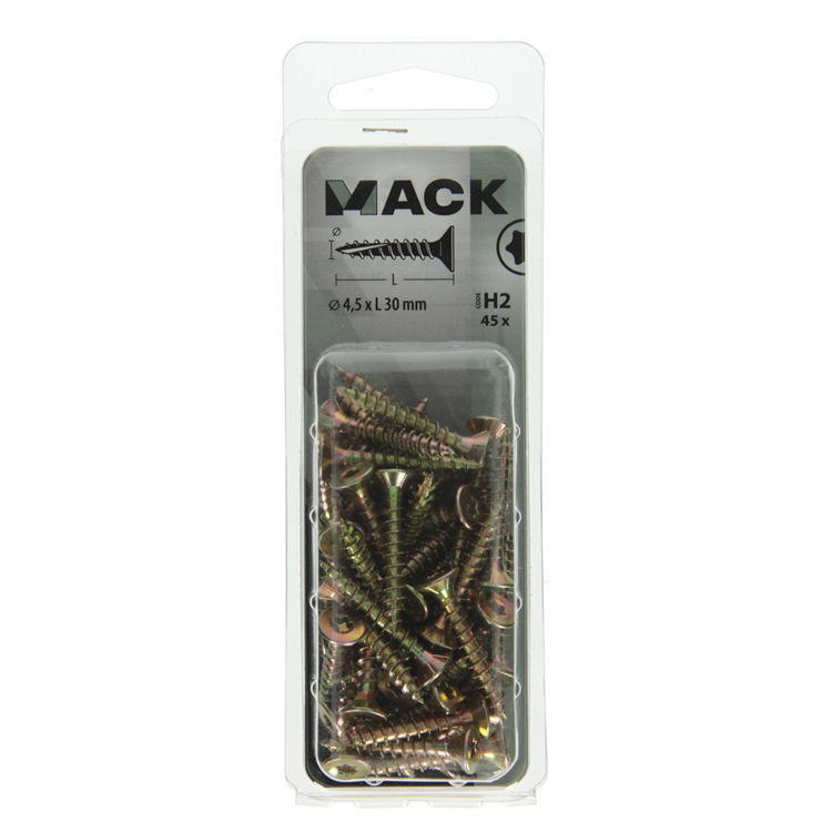 Load image into Gallery viewer, Mack 1018015 - spaanplschr.vzkop-zelfb. geelverz. 45 st 4,5 x 30 mm | 5 stuks