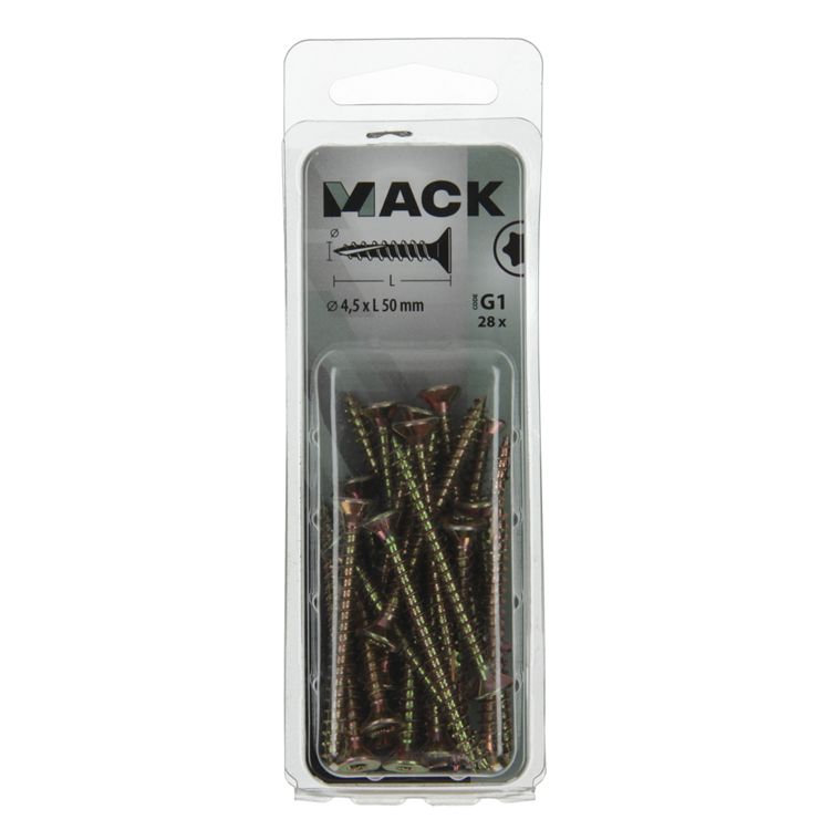 Load image into Gallery viewer, Mack 1018018 - spaanplschr.vzkop-zelfb. geelverz. 28 st 4,5 x 50 mm | 5 stuks