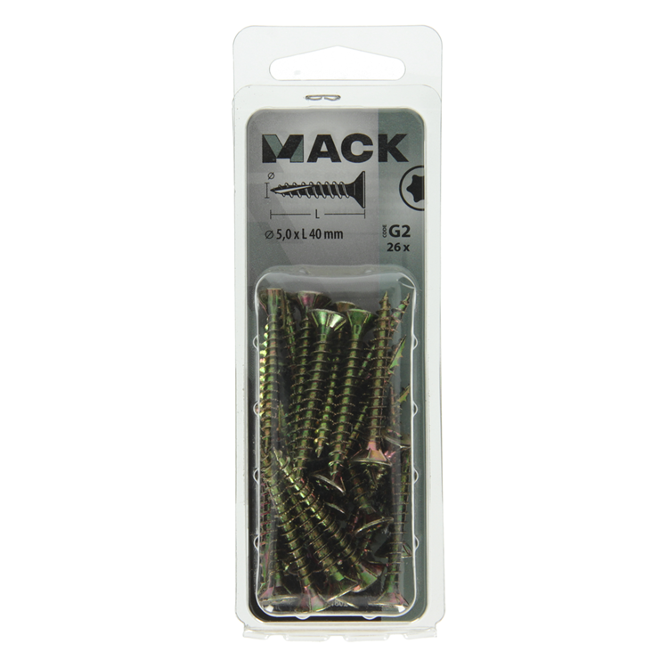 Load image into Gallery viewer, Mack 1018021 - spaanplschr.vzkop-zelfb. geelverz. 26 st 5,0 x 40 mm | 5 stuks