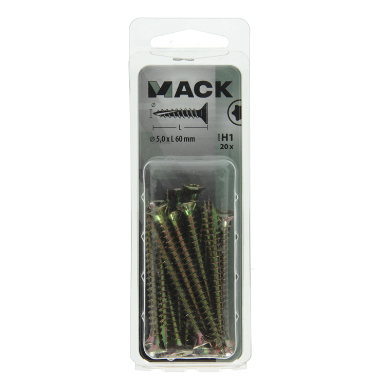 Load image into Gallery viewer, Mack 1018023 - spaanplschr.vzkop-zelfb. geelverz. 20 st 5,0 x 60 mm | 5 stuks