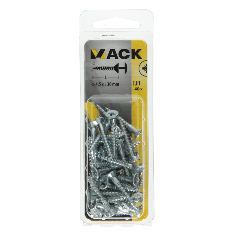 Load image into Gallery viewer, Mack 1018032 - schroef met kopboring staal verz. 40 st 4,5 x 30 mm | 5 stuks