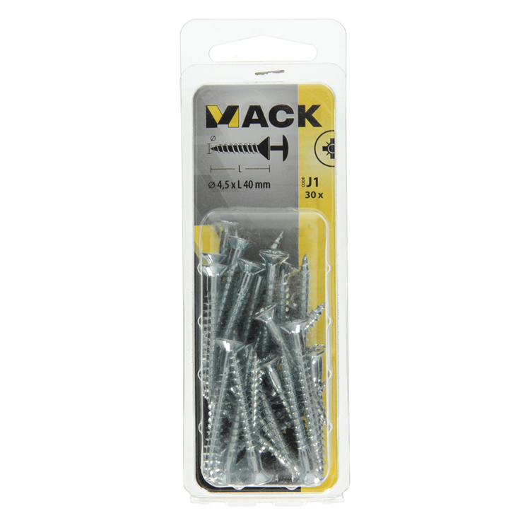 Load image into Gallery viewer, Mack 1018034 - schroef met kopboring staal verz. 30 st 4,5 x 40 mm | 5 stuks