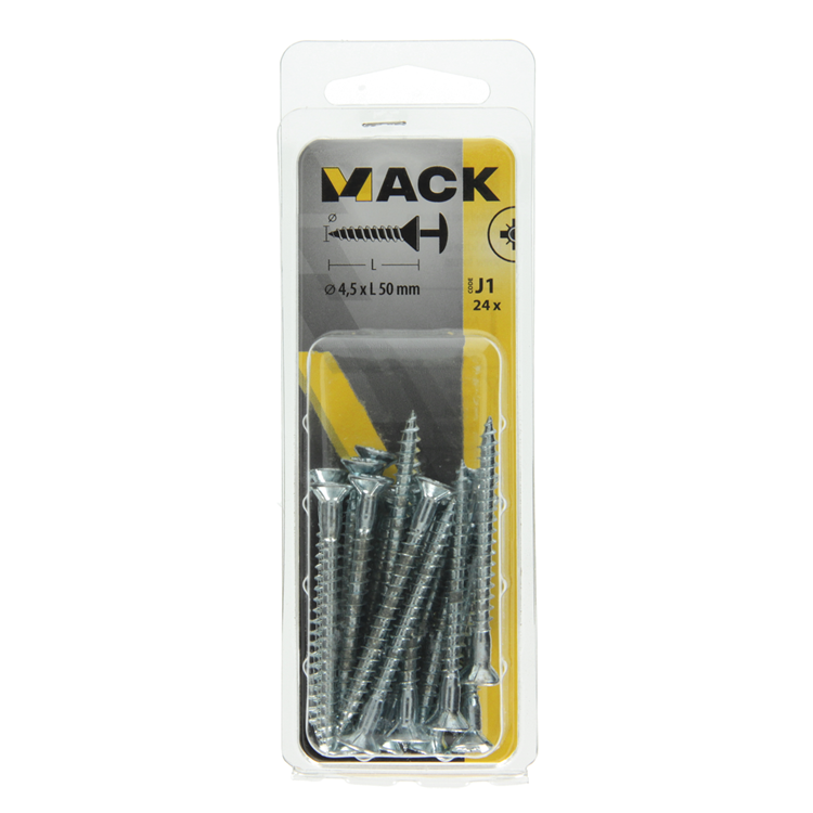Load image into Gallery viewer, Mack 1018035 - schroef met kopboring staal verz. 24 st 4,5 x 50 mm | 5 stuks