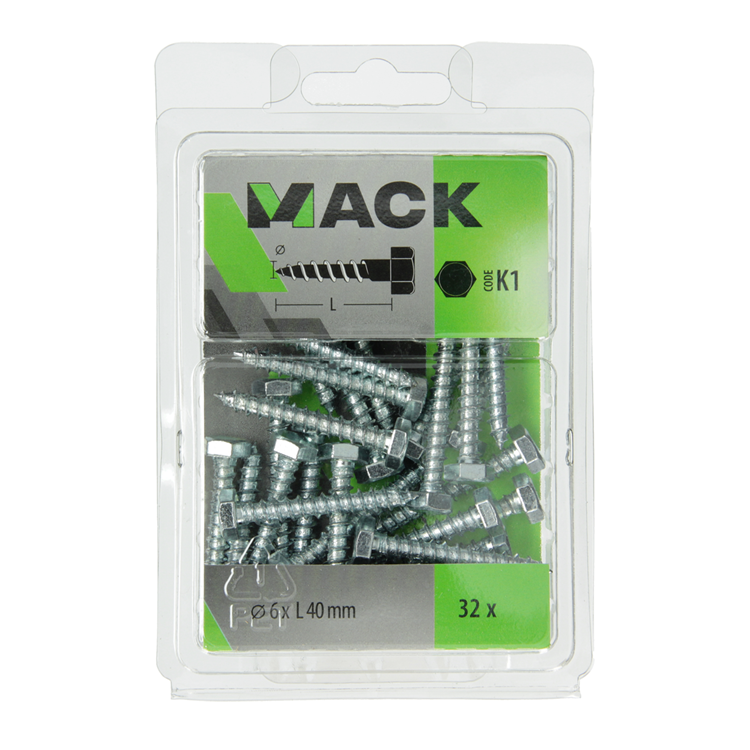 Load image into Gallery viewer, Mack 1018039 - houtdraadbout staal verzinkt 32 st 6 x 40 mm | 5 stuks