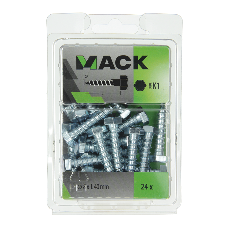 Load image into Gallery viewer, Mack 1018048 - houtdraadbout staal verzinkt 24 st 8 x 40 mm | 5 stuks