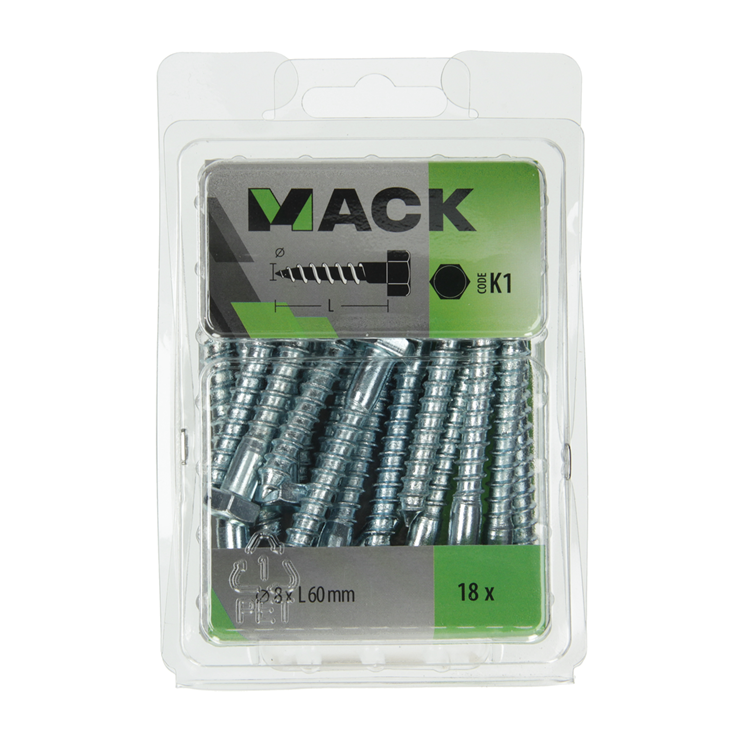 Load image into Gallery viewer, Mack 1018050 - houtdraadbout staal verzinkt 18 st 8 x 60 mm | 5 stuks