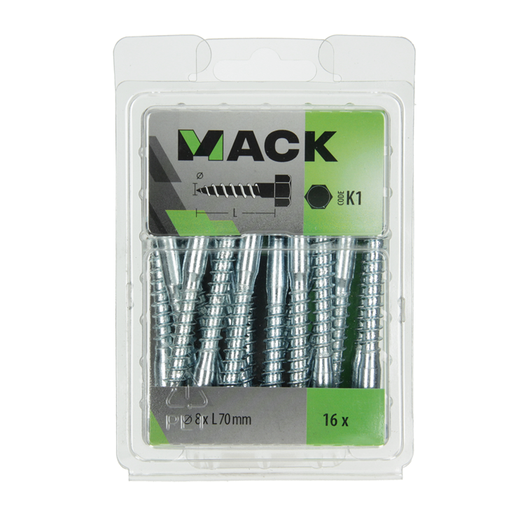 Load image into Gallery viewer, Mack 1018051 - houtdraadbout staal verzinkt 16 st 8 x 70 mm | 5 stuks