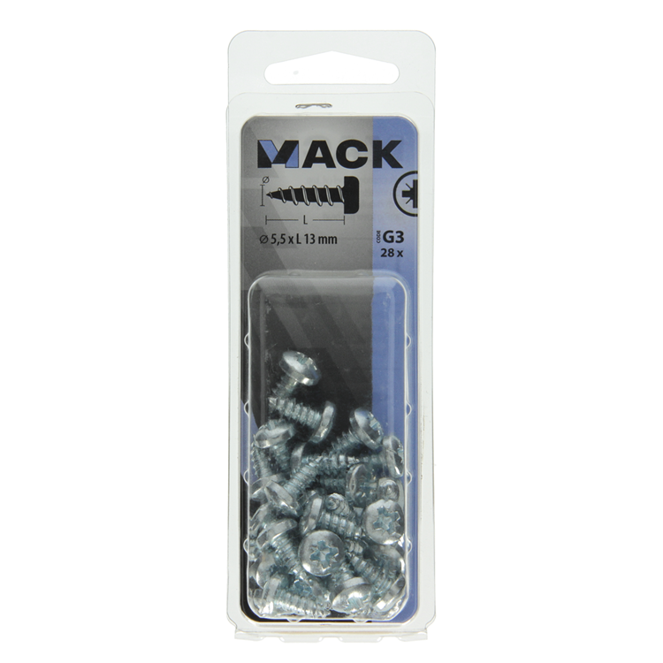 Load image into Gallery viewer, Mack 1018076 - zelftappende schroef cylkop verz. 28 st 5,5 x 13 mm | 5 stuks